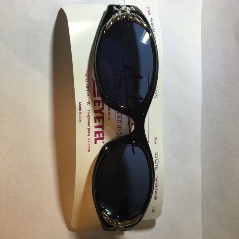 New Ann Michaels Black Crystal Inlaid Sunglasses